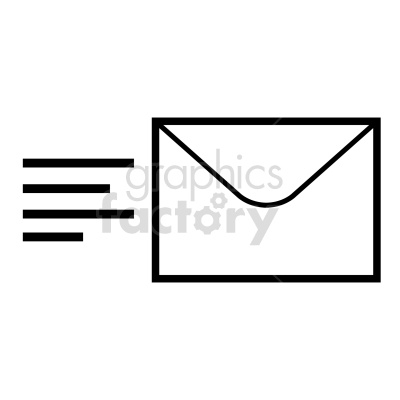 A clipart image of an envelope with motion lines indicating sending or fast delivery.