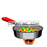 Corn and peppers sauted in a pan