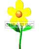 Animated yellow daisy blowing in the wind