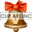 This gif animation shows a bell with a red bow on the top. It has the letter V inside