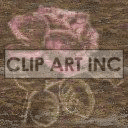 A clipart image of a pink rose on a brown textured background.