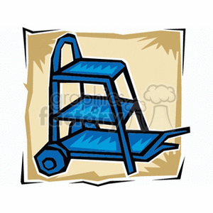 Small blue rolling ladder on wheels