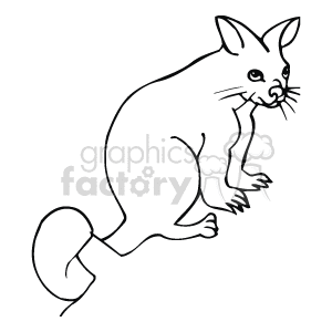 The line art drawing image depicts a Galagos, also known as bushbabies, sitting on a tree branch in the jungle at night. The Galagos are small African primates that resemble monkeys and have large eyes adapted for night vision. 