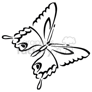 The image is a simple line drawing of a butterfly. It is a stylized representation, likely used for decorative purposes such as a tattoo design, craft projects, or graphic design elements. The butterfly has both wings spread out with various patterns suggesting the details of wing scales or markings that are typical of real butterflies. There are no colors in the image; it's a monochromatic outline.