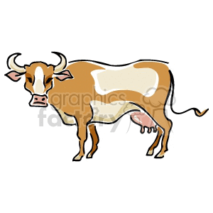 The clipart image shows a stylized illustration of a single bull. It features the bull in a side profile with noticeable characteristics such as horns, a tail, and distinctive color markings on its body.