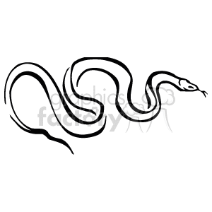 The image is a line drawing or clipart of a snake. The snake is depicted in a coiled, meandering position with its head extending towards the right, likely indicating a sense of movement or readiness. The image represents the animal in a simplified form, which is characteristic of clipart.