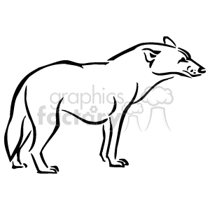   The image is a simple line drawing or a clipart of a wolf. The wolf is shown in profile, facing to the right. The lines depict the outline of the wolf