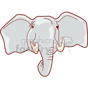 The image shows a simplified and stylized representation of an elephant's head. The elephant is depicted in a frontal view, showcasing its large ears, long trunk, and tusks.