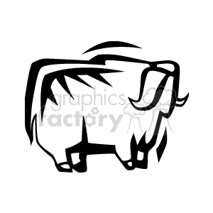 The clipart image depicts a stylized representation of a bison (also commonly referred to as a buffalo). It is designed using abstract line art, which simplifies and emphasizes the animal's form with bold, solid lines.