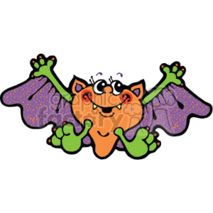 A cartoon of a colorful bat