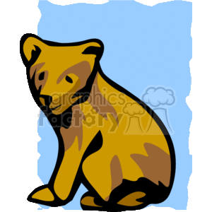 The clipart image shows a small brown bear cub standing on its front legs with its bum resting on the floor. It is turning back as if it is looking at you.
