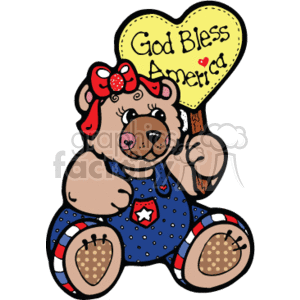 A cartoon of a teddy bear holding a sign