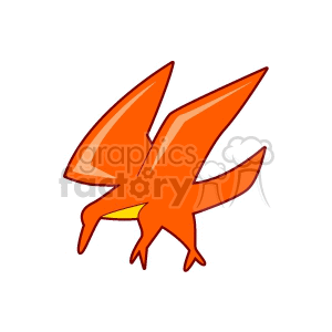 The image is an abstract representation of a bird, with simplistic shapes and bright orange color predominant. The bird is depicted in a stylized form, with an emphasis on geometric shapes rather than realistic details.