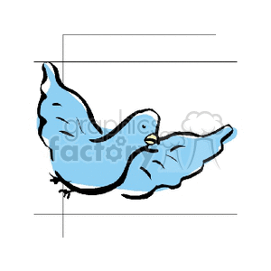 The image is a clipart of a happy blue bird in flight.