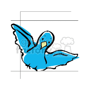 The clipart image shows a stylized depiction of a blue bird with its wings spread out. The bird appears to be in mid-flight or in the action of flapping its wings.