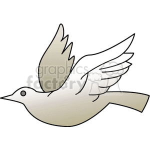 A simple clipart illustration of a flying bird with outstretched wings, rendered with shaded gradient colors.
