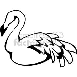 Black and white abstract of resting flamingo