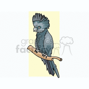 Clipart image of a blue parrot perched on a branch.