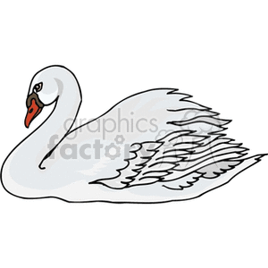 A clipart image of a white swan with an orange beak swimming gracefully.