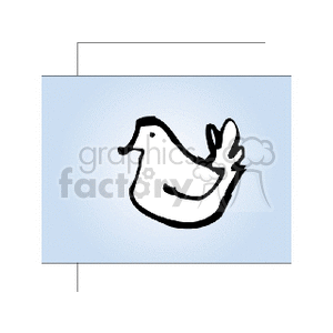 A simple black-and-white clipart image of a bird with a light blue background.