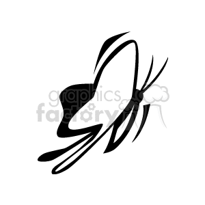 The image is a simple black and white clipart of a butterfly, depicted in a stylized and abstract manner.