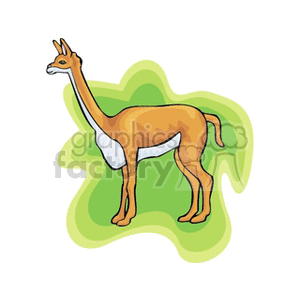The clipart image depicts a stylized illustration of a llama. It features the llama in a side profile with a green abstract background.