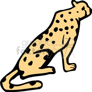 The clipart image depicts a stylized illustration of a cheetah in a side profile view. The cheetah is designed with spots covering its body, typical of a cheetah's fur pattern.
