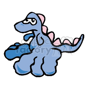 This clipart image features a stylized, cartoonish depiction of a blue dinosaur. The dinosaur has a playful expression, and is designed with a combination of light and dark blue colors. There are pink spikes or plates running along its back and tail.