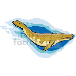 The clipart image shows a stylized illustration of an ancient marine reptile resembling a Plesiosaur or an ichthyosaur, swimming in water.