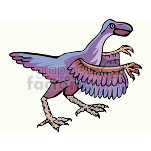Colorful Cartoon Feathered Theropod Dinosaur