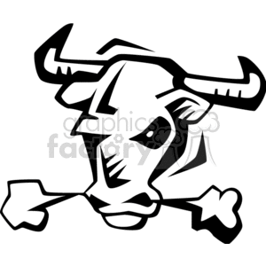 The clipart image features a stylized representation of an angry bull. The bull's head is depicted with prominent horns, an intense, glaring eye, flared nostrils, and steam coming out from the nose, indicating its anger. The image is black and white, with bold lines and a cartoonish style suitable for decals, signs, or logos for rodeo-themed events or farm-related content.