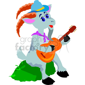 Cartoon Goat Playing Guitar
