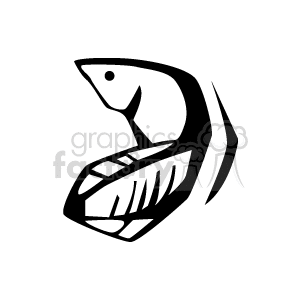 The clipart image shows a stylized depiction of a fish. It has a prominent dorsal fin, clearly visible scales, and a curved shape typical of many fish illustrations.