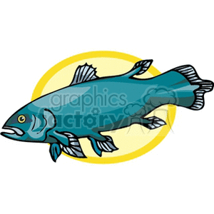 Cartoon Blue Fish Illustration on Yellow Background