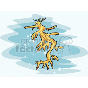 Cartoon Seahorse in an Underwater Scene
