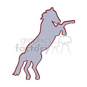 A clipart image of a horse silhouette in a rearing position with a simple, solid fill and a thin outline.