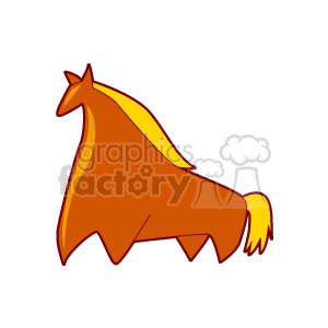 This clipart image features a simple, stylized horse with a brown body and a yellow mane and tail.