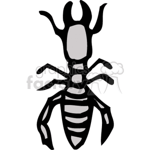A black and grey clipart illustration of an insect resembling an earwig.