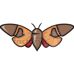 A colorful clipart image of a butterfly with brown and orange wings, exhibiting a simple and bold design.