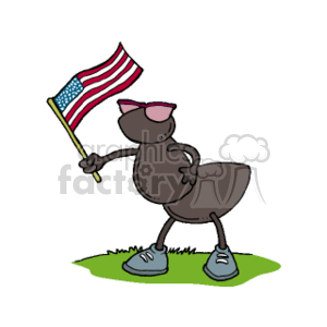 Ant holding an American  flag