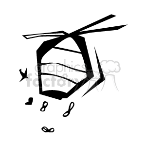 Black and white clipart of a bees nest, with bees hovering around below it.