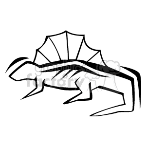 The clipart image depicts a stylized, black-and-white representation of a lizard with a distinctive frilled back, which could be indicative of certain types of lizards like an iguana or a chameleon.