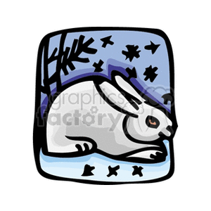 Cartoon White Rabbit - Nocturnal Outdoor Scene