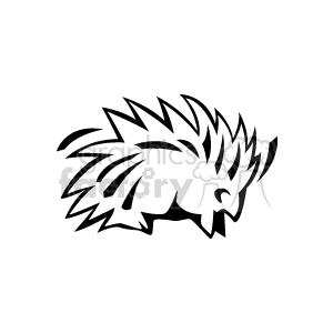 The image appears to be a black and white clipart representation of a porcupine. The porcupine is depicted in a side profile, showcasing its characteristic quills, which are often recognized as a defense mechanism.