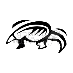 The image is a black-and-white clipart of a stylized possum. This rodent is depicted in a simplified form with distinctive bold lines suggesting its body shape and striped tail.