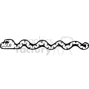   The image is a black and white clipart depicting a stylized snake. The snake has a patterned body that creates a line, which could be used as a border or divider in a document or design. The snake