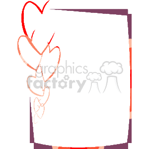   This clipart image features a rectangular frame with a decorative border. The border includes a series of interconnected hearts of varying sizes on one side, creating a love or Valentine