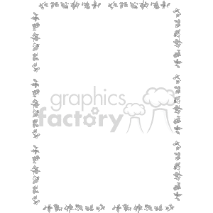 The image contains a decorative frame with a consistent floral pattern making up the borders on all sides. There seems to be a symmetrical arrangement of flowers and leaves, with corner accents that are slightly larger and more elaborate than the side decorations. The frame is designed in a way that it could elegantly border a page or enclose text or images within it. The artwork is monochromatic, with the design in black set against a transparent background, suitable for overlaying onto different backdrops without a clash of colors.