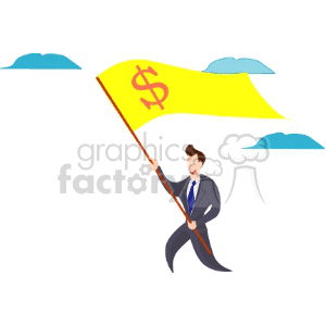 Businessman Waving Dollar Flag