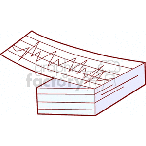 Clipart image of a stack of paper with a graph showing data trends.